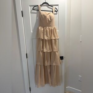 Elegant Tiered Cream Maxi Dress